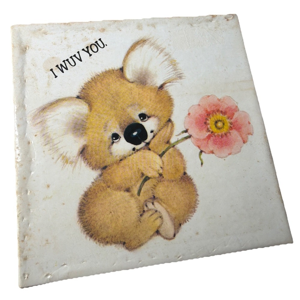 VINTAGE 1977 SPRINGBOK 7" Square Mini Jigsaw Puzzle  I WUV YOU Koala Hallmark